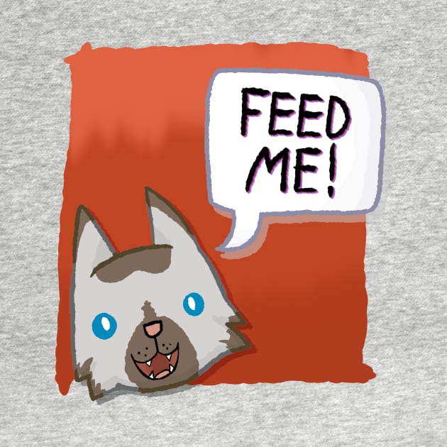 Feed Me! [Chocolate Point Cat With A Red Background] by Quirkball